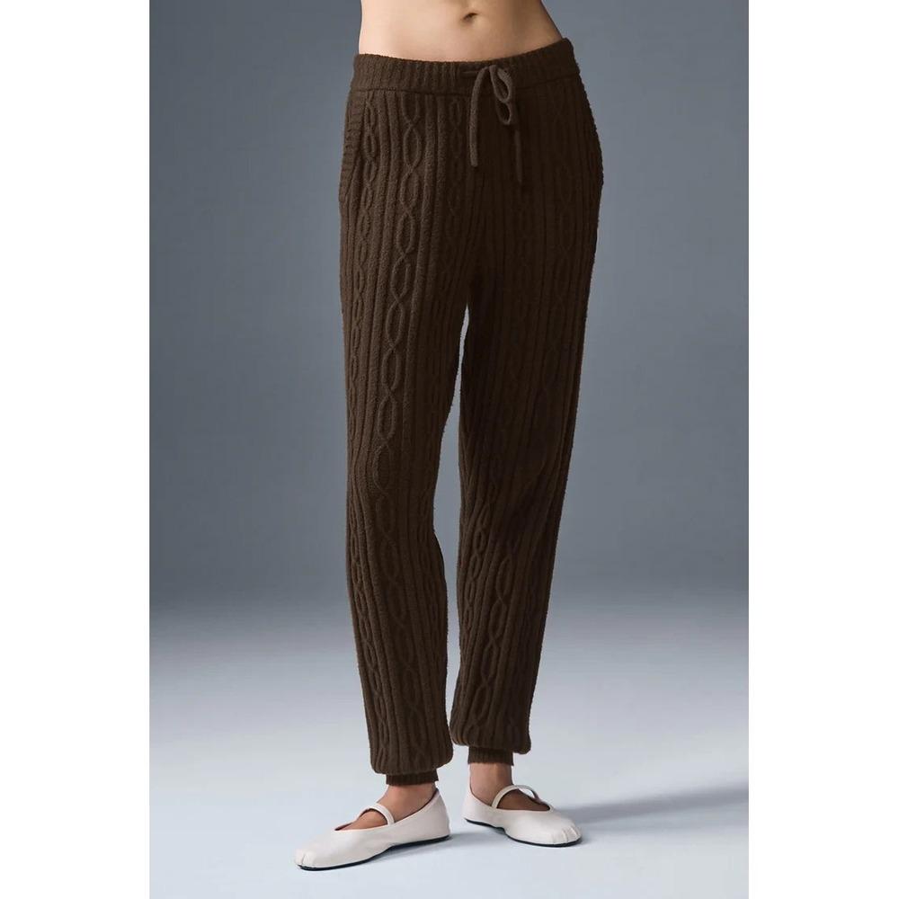 Alo Yoga Bliss Pant Women's Medium‎ M Espresso Cable Knit Winter Jogger NWT $148